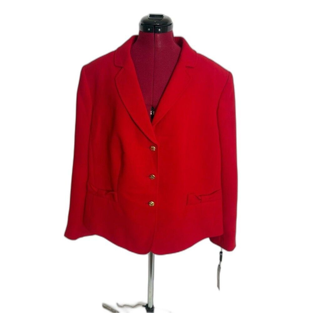 NWT Tahari ASL Blazer Women's Size 20W Red w/Gold-Tone Buttons Long Sleeves